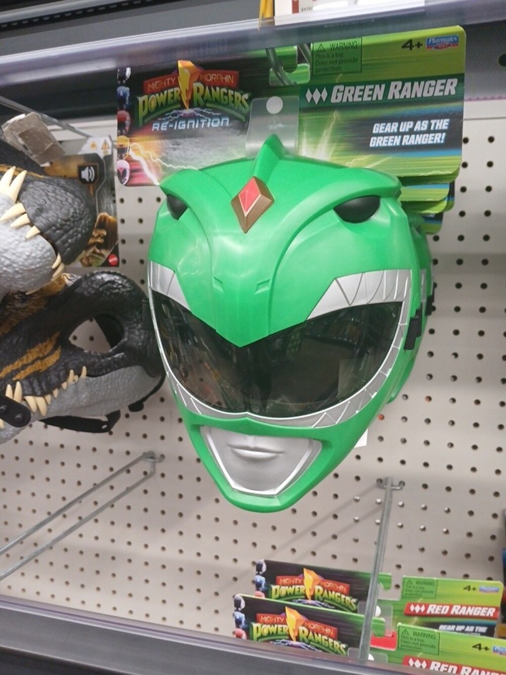 Power Ranger Green Ranger Kids Helmet Mask with Silver Accents